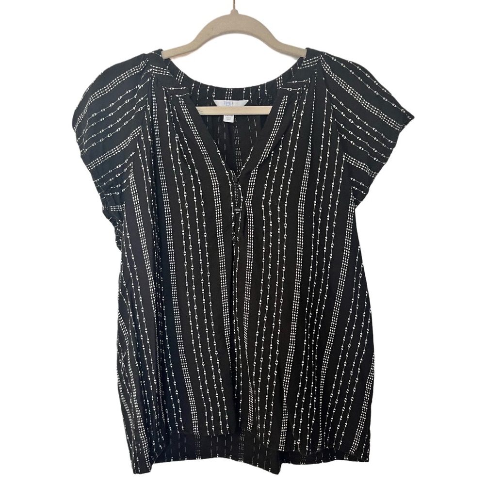 Black and White Striped Women's Top